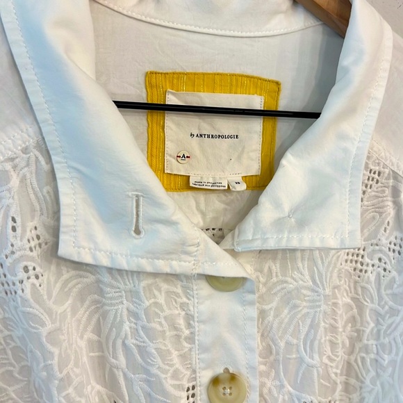 A by Anthropologie White Eyelet Anarok Button Down Lightweight Jacket S - Picture 2 of 4